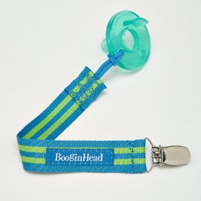 BooginHead Pacifier Holder, Blue Green Stripe (Discontinued by Manufacturer)