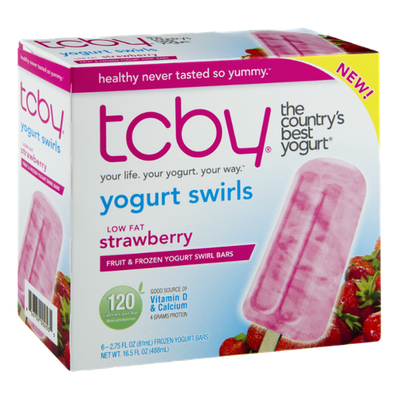 TCBY Low Fat Strawberry Fruit & Frozen Yogurt Swirl Bars - 6 CT