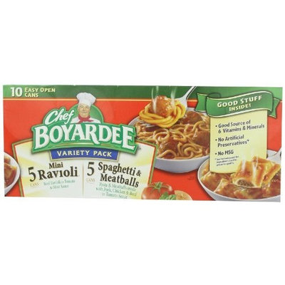 Boyardee Chef Variety Pack, 5 Ravioli, 5 Spaghetti and Meatballs in Tomato Sauce, 150 Ounce