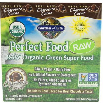 Garden of Life - Perfect Food RAW Super Green Formula (15 x 10 g) Chocolate Cacao - 15 Packet(s) - (150 g)