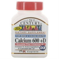 21st Century Healthcare Calcium 600 + D 75 Caplets, 21st Century Health Care