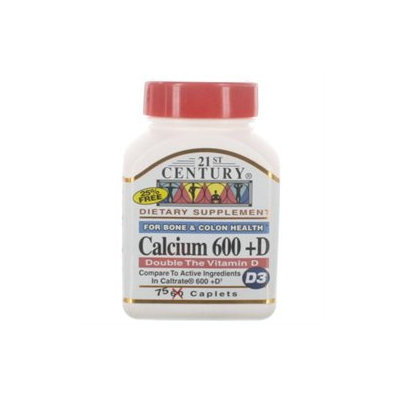 21st Century Healthcare Calcium 600 + D 75 Caplets, 21st Century Health Care