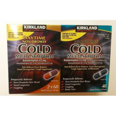 Kirkland Signature Day (2x60ct)/Night Time (48ct) Cold Multi-symptom, Rapid Release Gelcaps