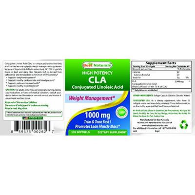 #1 CLA 1000 mg 120 Softgels by Best Naturals - Healthy Weight Management Supplement