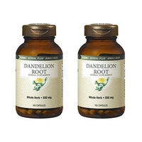 GNC Herbal Plus Dandelion Root Capsules 550mg - 100 Count (Two Bottles each of 100 Capsules)
