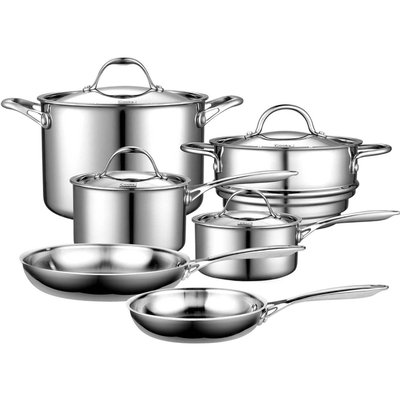 Neway International Neway NC00210 Multi-Ply Clad Stainless-Steel 10-Piece Cookware Set