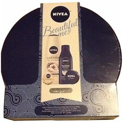 Nivea Beautiful Me Gift Set 4 Piece Touch of Cashmere Body Wash 16.9 Fl Oz, Essentially Enriched Body Lotion 6.8 Fl Oz, Vailla & Macadamia Kiss Lip Butter 0.59 Oz, Nivea Creme 29g