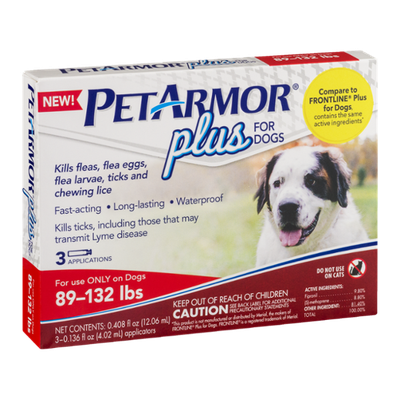 PetArmor For Dogs Kills Flea, Flea Eggs, Flea Larvae, Ticks And Chewing Lice 89-132 lbs - 3 CT