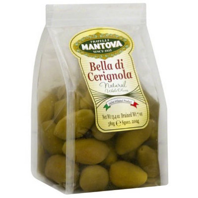 Mantova Bella di Cerignola Natural Whole Olives, 13.4 oz, (Pack of 6)