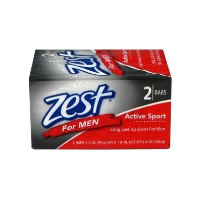 Zest for Men Bath Soap, Active Sport, 2 Bars