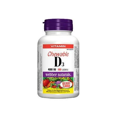 Webber Naturals Kid's Vitamin D3 400IU, 180 Berry Flavour Chewable tablets