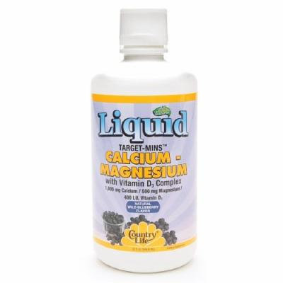 Country Life Liquid Target-Mins Calcium-Magnesium with Vitamin D3 Complex, Blueberry 32 fl oz (946.8 ml)