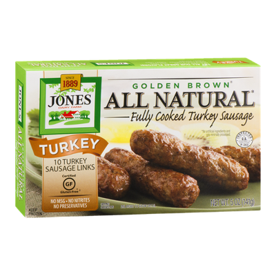Jones Dairy Farm Golden Brown All Natural Fully Cooked Turkey Sausage Links - 10 CT