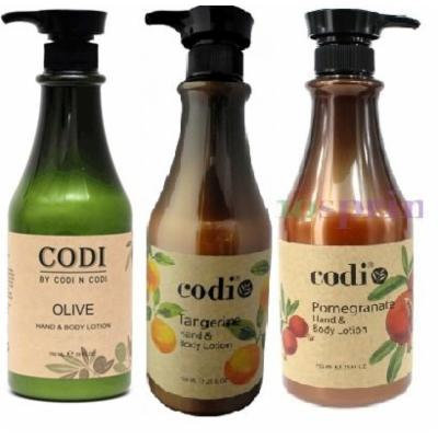 Codi Hand and Body Lotion 3PCS Set (Olive,Tangerine, and Pomagranate) Plus 1 Free of Apple EYE Pencil Color: Silver Violet