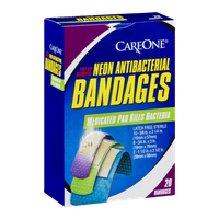 CareOne Neon Antibacterial Bandages - 20 CT