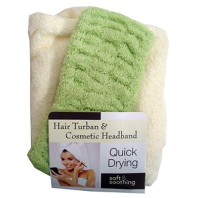 Swissco Terry Hair Turban and Terry Cosmetic Head Band In Pvc Bag