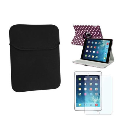 Insten INSTEN Purple/White Polka Dot 360 Stand Leather Case Cover+Pouch For Apple iPad Air 5th