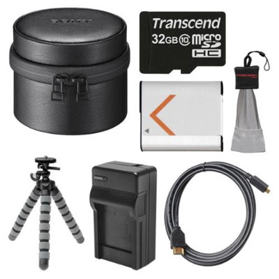 Sony LCS-BBM Carrying Case for DSC-QX10 Camera (Black) with 32GB Card + Battery & Charger + Flex Tripod + HDMI Cable