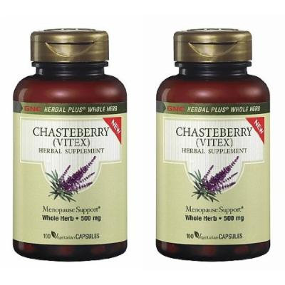 GNC Herbal Plus Chasteberry (Vitex) 500mg -- 2 Packs each of 100 Veggie Caps