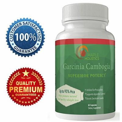 Pure 95% Garcinia Cambogia Extract for Weight loss Cleanse - Natural Highest Quality HCA Formula & Premium Appetite Suppressant - Best fast Acting For Women and Men - 60 Capsules by Maple Holistics