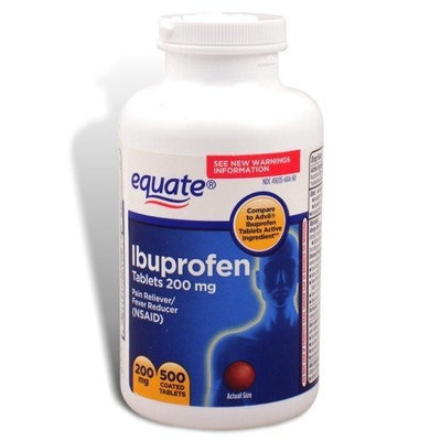 Equate Ibuprofen Pain Reliever 200mg Coated Tablets, 500-Count Bottle