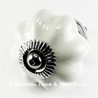 Knobs More Home Decor White Melon Ceramic Cabinet Knobs-8pc Cupboard Drawer Pulls & Handles ~ Lot of 8 ~ K43 Hand Glazed Vintage Ceramic Melon Knobs with Nickel Hardware. Ceramic Knobs, Handles & Pulls for Dresser, Drawers, Cabinets & Vanity