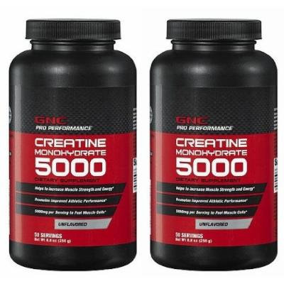 GNC Pro Performance Creatine Monohydrate, Unflavored, 8.8 oz - 50 Servings (Two Bottles each of 50 Servings)