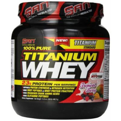 SAN 100% Pure Titanium Whey Supplement, Tropical Berry, 1 Pound
