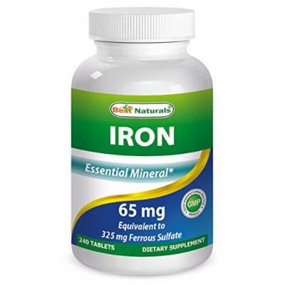 Iron 65 mg 240 Tablets by Best Naturals - Essential Mineral - Helps Maintain Energy Utilization - Manufactured in a USA Based GMP Certified Facility and Third Party Tested for Purity. Guaranteed!!