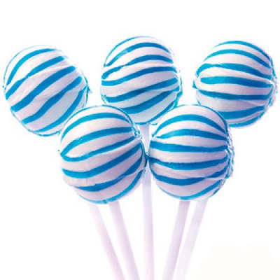 Yum Junkie Blue Sassy Suckers Striped Ball Lollipops 100 Pieces: 5 LBS