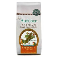 Audubon Premium Shade Grown Coffee Audubon Whole Bean Coffee, Decaf Breakfast Blend, 12 Ounce