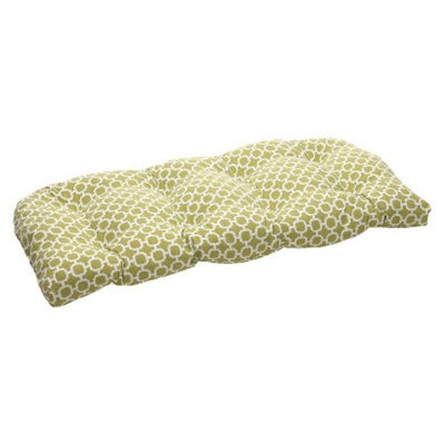 Pillow Perfect Outdoor Wicker Bench/Loveseat/Swing Cushion - Green/White Geometric