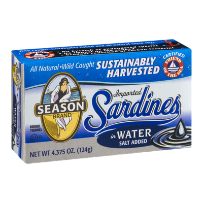 Seasons Brand Imported Sardines In Water Salt Added
