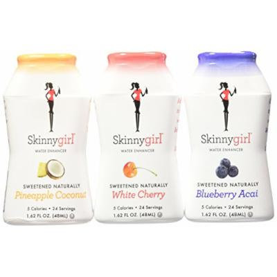 Skinnygirl Water Enhancer 3 Pack Sweetened Naturally, Blueberry Acai, Pineapple Coconut, White Cherry Flavors, 5 Calories Per Serving