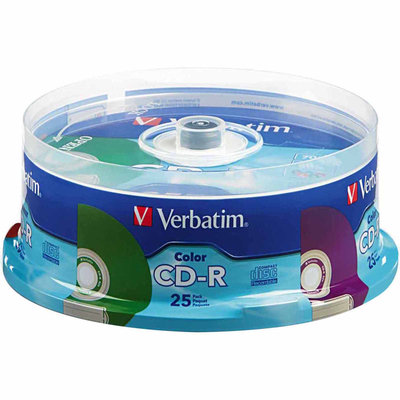 Verbatim CD R 80MIN 700MB 52X Colors 25 pack Spindle - VERBATIM CORPORATION