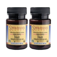Folate (5-Methyltetrahydrofolic Acid) -- 2 Bottles -- each of 800 mcg 30 Veg Caps
