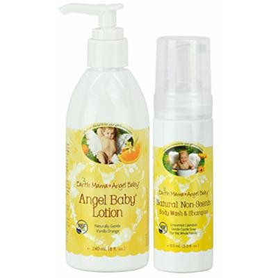 Earth Mama Angel Baby Non-Scented Shampoo and Body Wash with Body Lotion