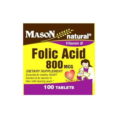 Mason Natural, Folic Acid 800 mcg, 100 Tablets