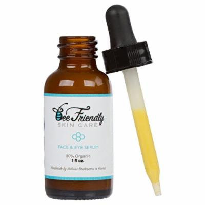 Anti Aging Face & Eye Serum by BeeFriendly, 100% Natural & 80% Organic Deep Penetrating Moisture Tightens, Brightens, Lifts & Rejuvenates Skin Around Your Eyes, Face, Neck & Decollete 1 oz
