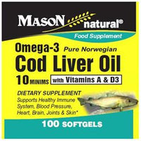 Mason Natural, Cod Liver Oil 10 Minims, 100 Softgels