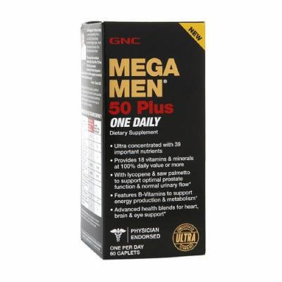 GNC Mens Mega Men 50 Plus One Daily Multivitamin, Caplets 60 ea