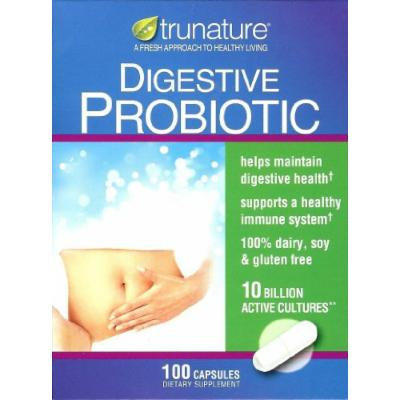 Trunature Digestive Probiotic, 10 Billion Active Cultures, 100 Capsules (Pack of 2)