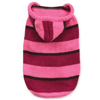 Zack & Zoey Striped Knit Pet Sweatshirt Hoodie - Pink