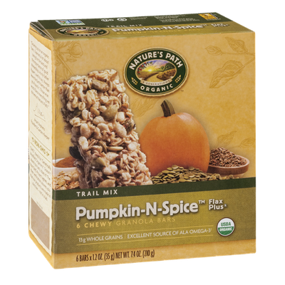 Nature's Path Organic Trail Mix Pumpkin-N-Spice Flax Plus Chewy Granola Bars - 6 CT