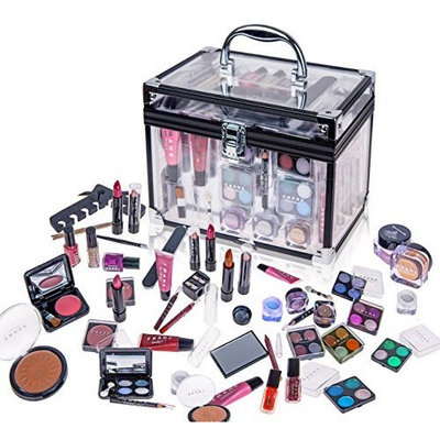 Shany Cosmetics SHANY Carry All Trunk Professional Makeup Kit - Eyeshadow,Pedicure,manicure With Black Trim Clear Case