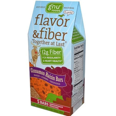 Gnu Foods Flavor and Fiber Bars Cinnamon Raisin -- 5 Bars