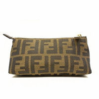 Fendi Signature Logo Small Cosmetic Case Tobacco Brown