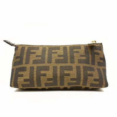 Fendi Signature Logo Small Cosmetic Case Tobacco Brown