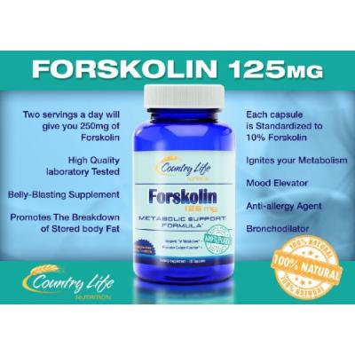 Forskolin 125mg Standardized to 10% - 100% Pure, High Quality Coleus Forskohlii Root Extract for Weight-Loss - 30 Vegetarian Capsules