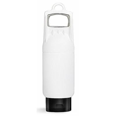 2oz White Empty Tottle Bottle with Bottle Opener. 2 Pack - Great for Sun Tan Lotion